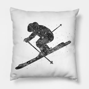 Ski black and white Pillow