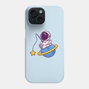 Cute Astronaut Fishing Star On Planet Phone Case