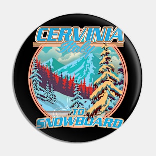 Cervinia Italy Snowboarding logo. Pin