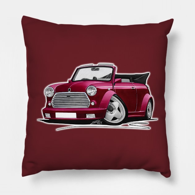 Mini Cabriolet Maroon Pillow by y30man5