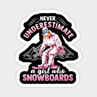 Never Underestimate A Girl Who Snowboards I Winter Snow graphic Magnet