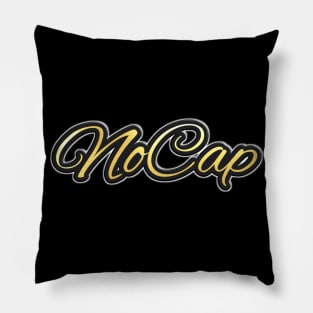 Shiny black and gold NoCap word design ver.2 Pillow