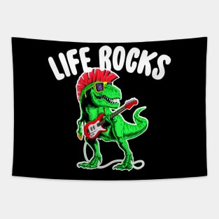 Life Rocks For Dinosaur Rock And Roll Birthday Party Boys Tapestry