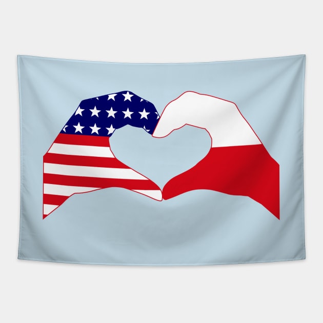 We Heart USA & Poland Patriot Flag Series Tapestry by Village Values