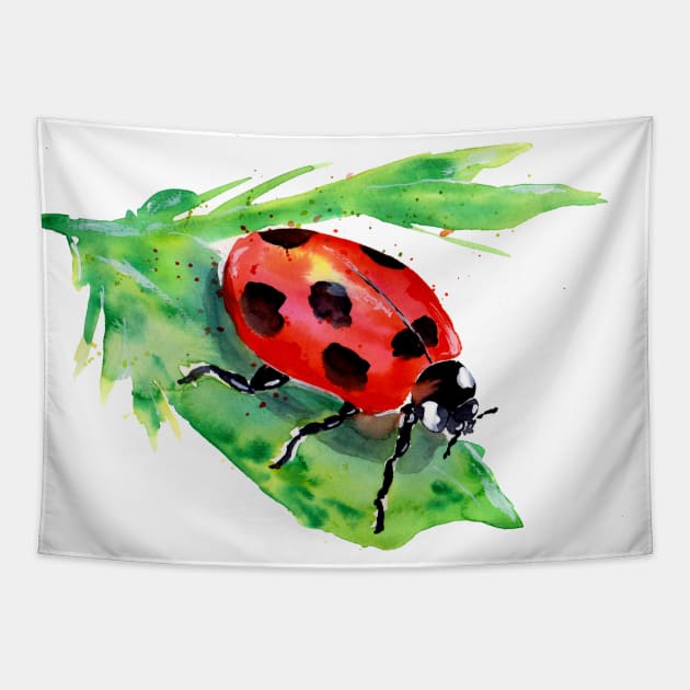 Lady Bug on a Green Leaf Tapestry by ZeichenbloQ