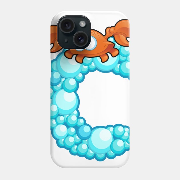 Letter C Fishy Bubbly Alphabet Phone Case by PosterpartyCo