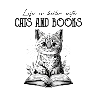 Life Is Better With Cats And Books Cat Lovers Books Lovers Gift Idea T-Shirt