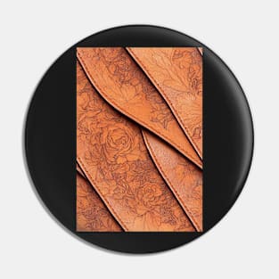 Brown Ornamental Leather Stripes, natural and ecological leather print #69 Pin