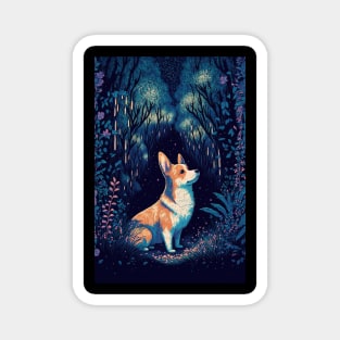 Corgi in enchanted forest Magnet