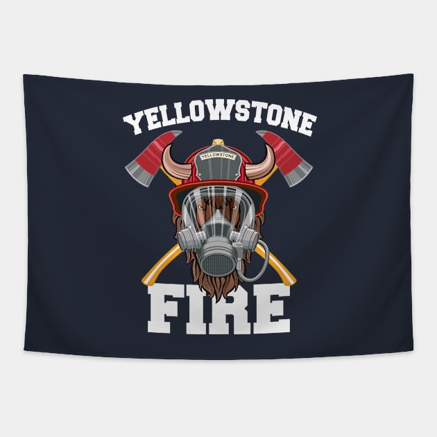 Yellowstone Firefighter Bison Tapestry by FireShirts