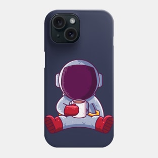 Cute Astronaut Drinking Coffee Cartoon Phone Case