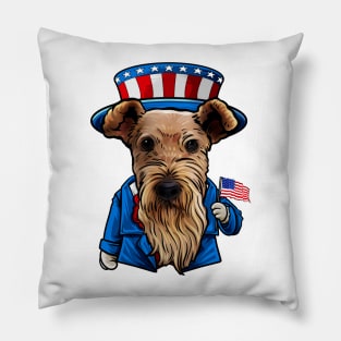 Fourth Of July Airedale Terrier Pillow