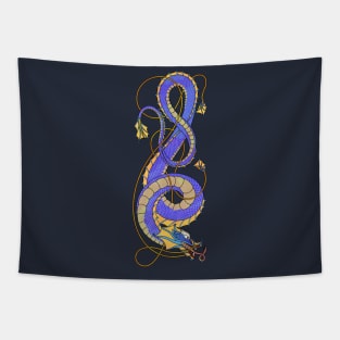 Nordic-Asian Blue Dragon Tapestry