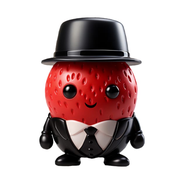 Cute Strawberry Boss wearing a Suit and Hat by Cuteopia Gallery