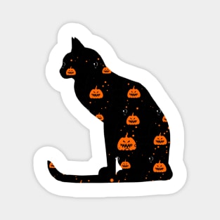 Halloween Black Cat With Pumpkin Magnet