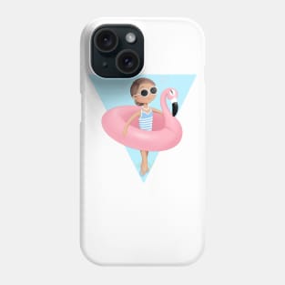 summer girl with pink flamingo. Phone Case