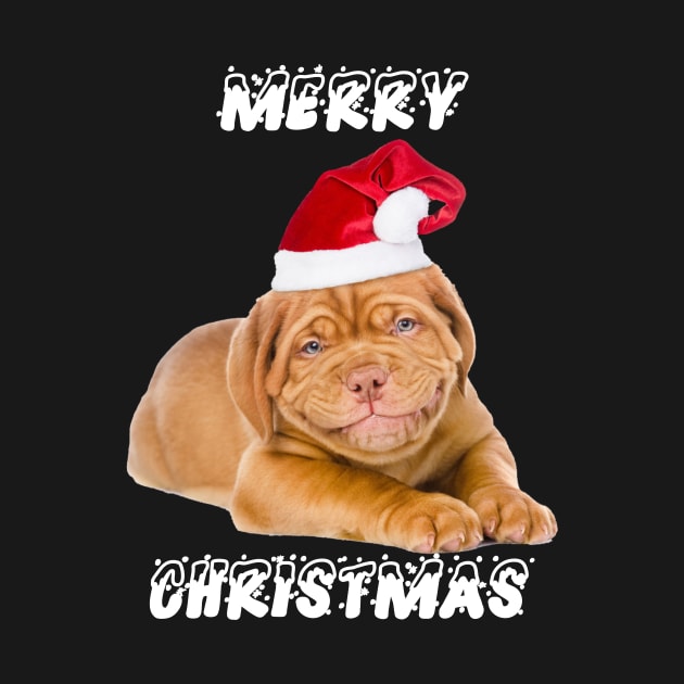 MERRY CHRISTMAS DOG WITH CHRISTMAS HAT T-Shirt by TeeForPets