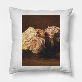 Henri Fantin - Latour - Roses In A Bowl Pillow