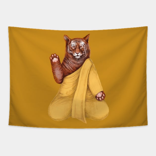 zen tiger gold Tapestry by KindSpirits