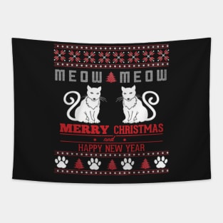 Meow Meow Cat Ugly Christmas Tapestry