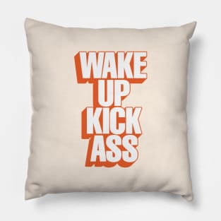 Wake Up kick Ass in Peach Fuzz Pantone Pillow