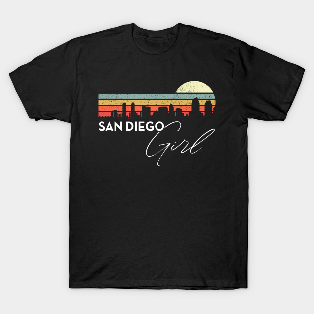 Discover San Diego Girl Retro Sunset City Skyline Souvenir - San Diego Girl Retro Sunset City - T-Shirt