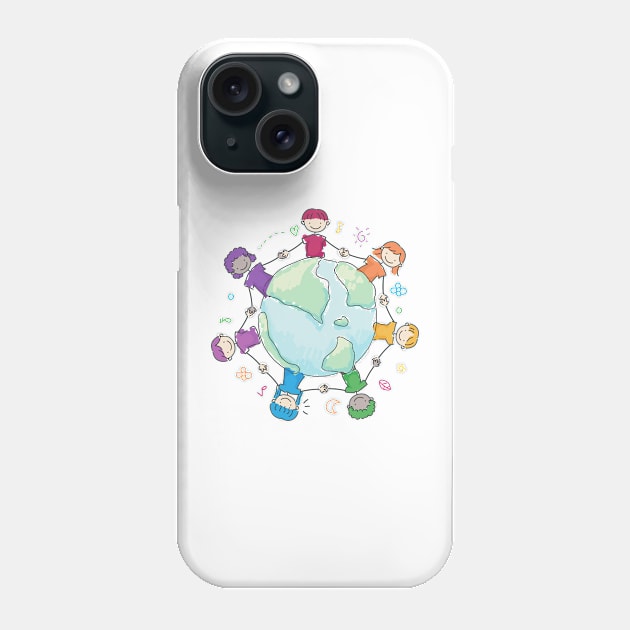 Kids Earth Rainbow Phone Case by FunnyMoonCosmic