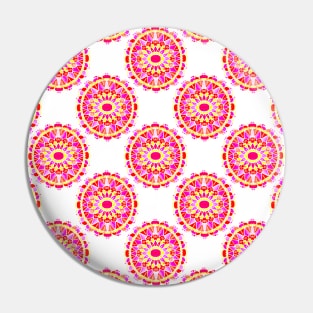 Red and Yellow Floral Mandala Pattern Pin