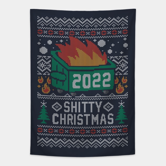 Ugly Shitty Christmas Sweater 2022 Tapestry by Olipop