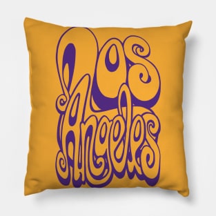 Los Angeles lettering art - purple and yellow Pillow