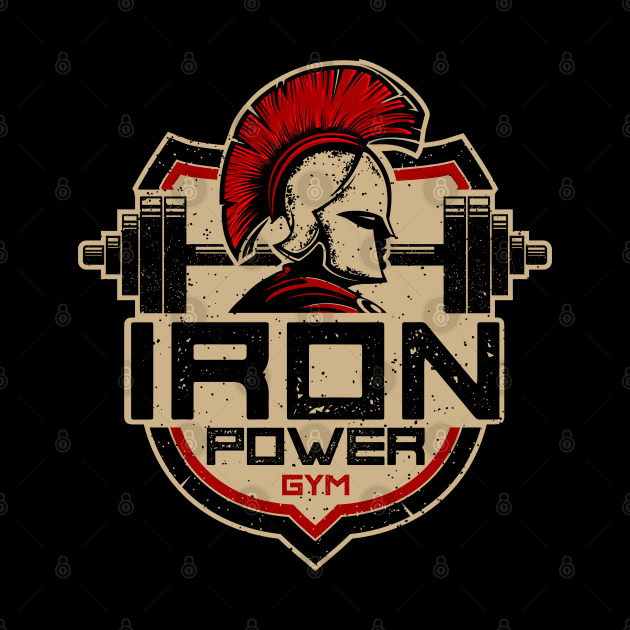 Spartan Iron Power Gym Gold Drawing Illustration by michony