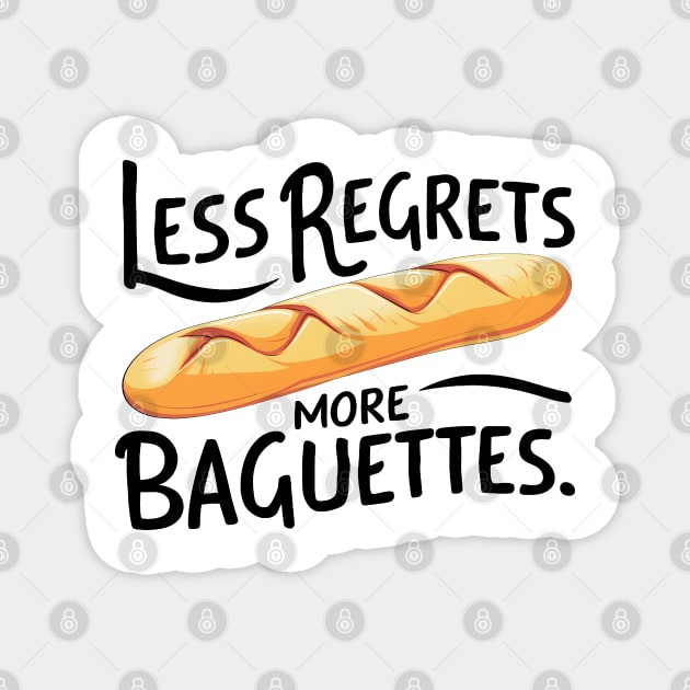 Less Regrets More Baguettes Magnet by mdr design