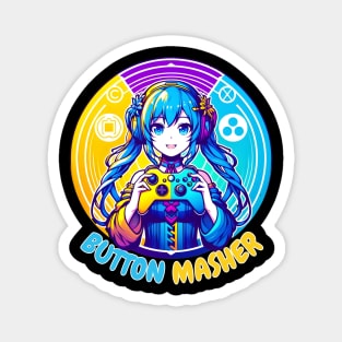 Button smashing gamer girl Magnet