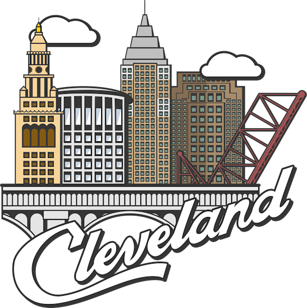 Cleveland Skyline Kids T-Shirt by mbloomstine