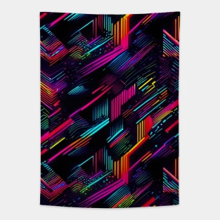 Neon lines pattern Tapestry