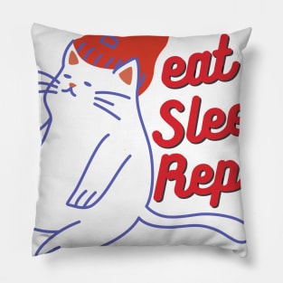 eat sleep repeat cat Pillow