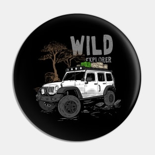 Wild Explorer Jeep - Adventure White Jeep Wild Explore for Outdoor enthusiasts Pin