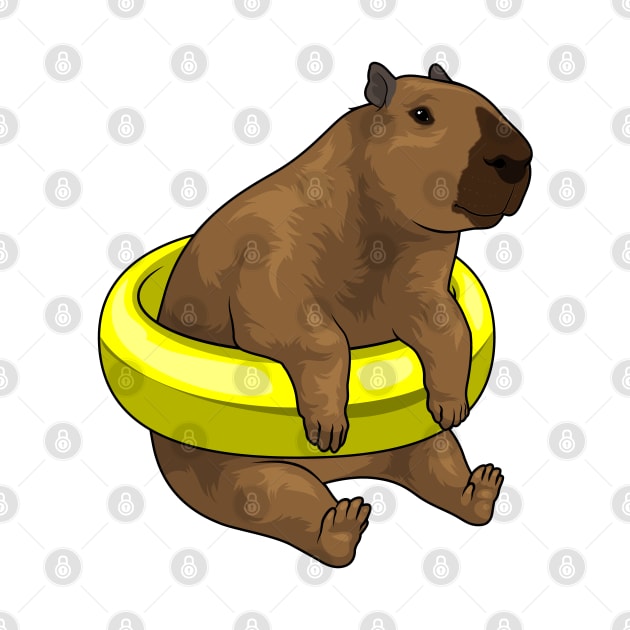 Capybara Swimming Lifebuoy by Markus Schnabel