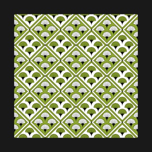 Art Deco Pattern no 81 - Green - Chinese Paper Fan Pattern T-Shirt