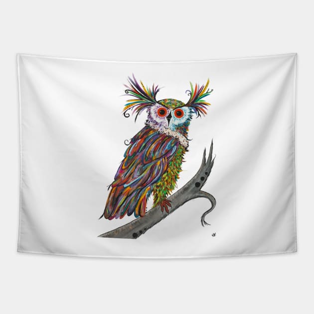 Owl Lovers Hand Painted Adorable Owl Tapestry by screamingfool