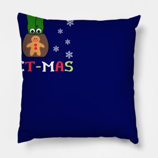 Merry Cact Mas - Hybrid Cactus In Gingerbread Man Pot Pillow