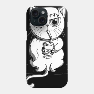 Chubby cat drink bubble tea Phone Case