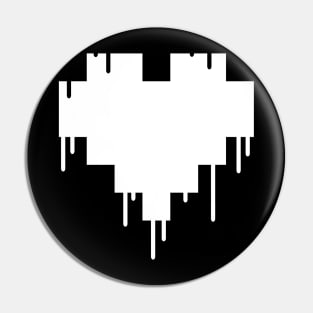 White Dripping Pixel Heart Pin