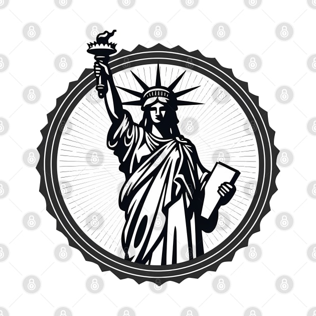 Black and white Statue of Liberty Emblem by Czajnikolandia