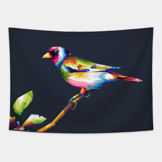 stieglitz bird in Pop Art Tapestry by Rizkydwi