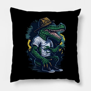 Crocodile hip hop Pillow