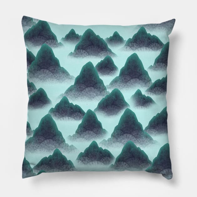 Misty Mountains Pillow by DoomedDreamer