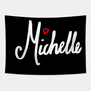 Michelle girls name woman’s first name in white cursive calligraphy personalised personalized customized name Gift for Michelle Tapestry