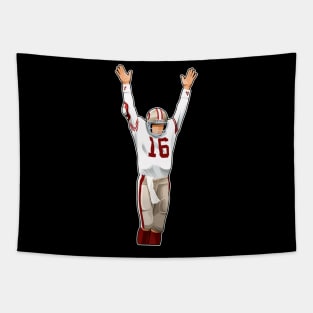 Joe Montana #16 Celebrates Touchdown Tapestry