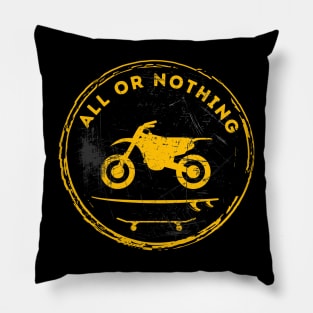 Motorcycle Surf Skate All Or Nothing (Yellow) Pillow